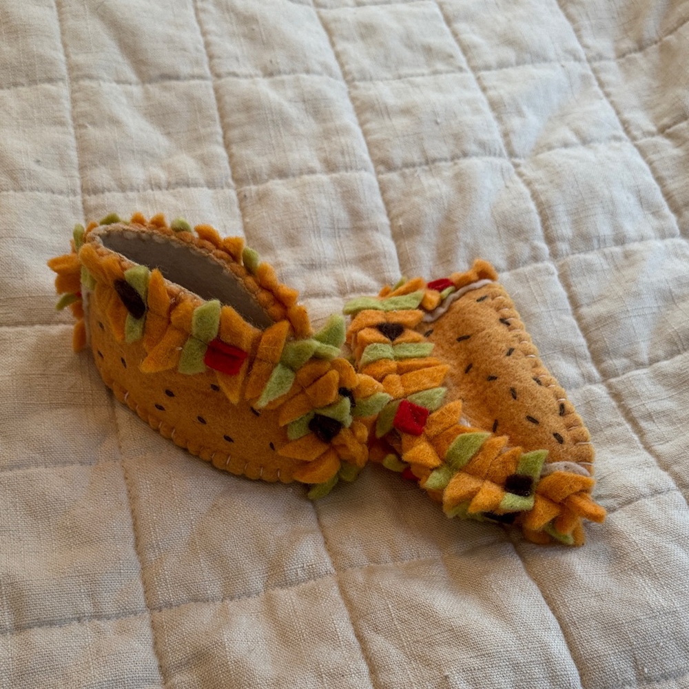 Vibrant Yellow Felt Kids Slippers